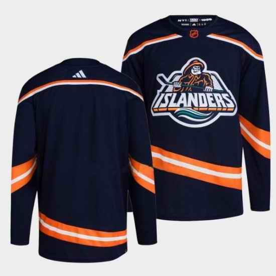 Men New York Islanders Blank Navy 2022 #23 Reverse Retro Stitched Jersey->new york islanders->NHL Jersey