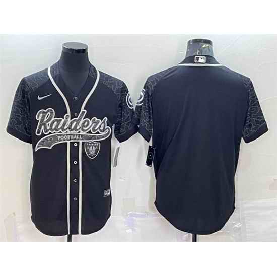 Men Las Vegas Raiders Blank Black Reflective With Patch Cool Base Stitched Baseball Jersey->las vegas raiders->NFL Jersey