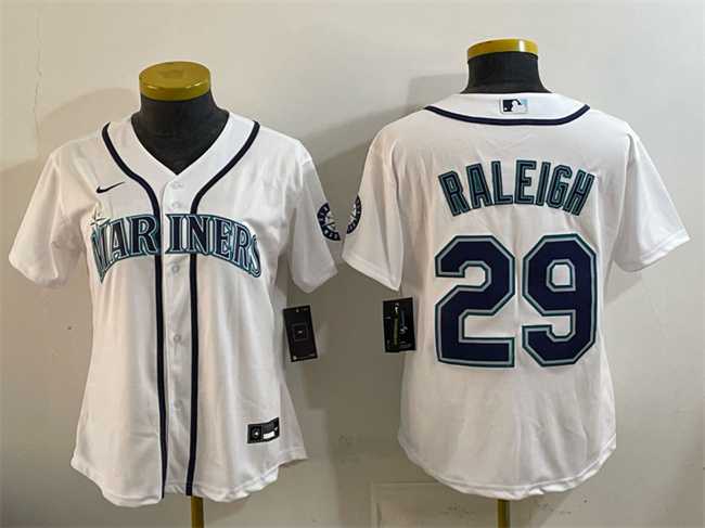 Womens Seattle Mariners #29 Cal Raleigh White Cool Base Stitched Jersey