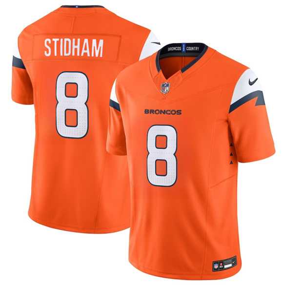 Mens Denver Broncos #8 Jarrett Stidham Orange 2025 F.U.S.E. Vapor Limited Stitched Jersey