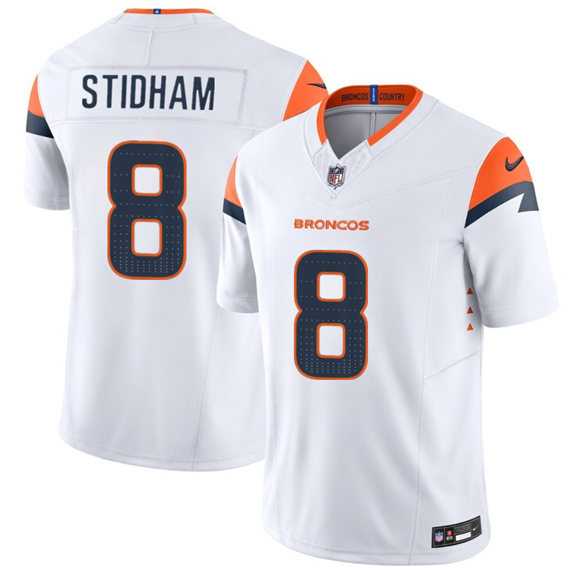 Mens Denver Broncos #8 Jarrett Stidham White 2025 F.U.S.E. Vapor Limited Stitched Jersey