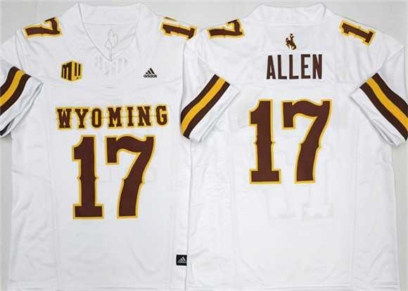 Mens Wyoming Cowboys #17 Josh Allen White 2026 F.U.S.E. Stitched College Jersey