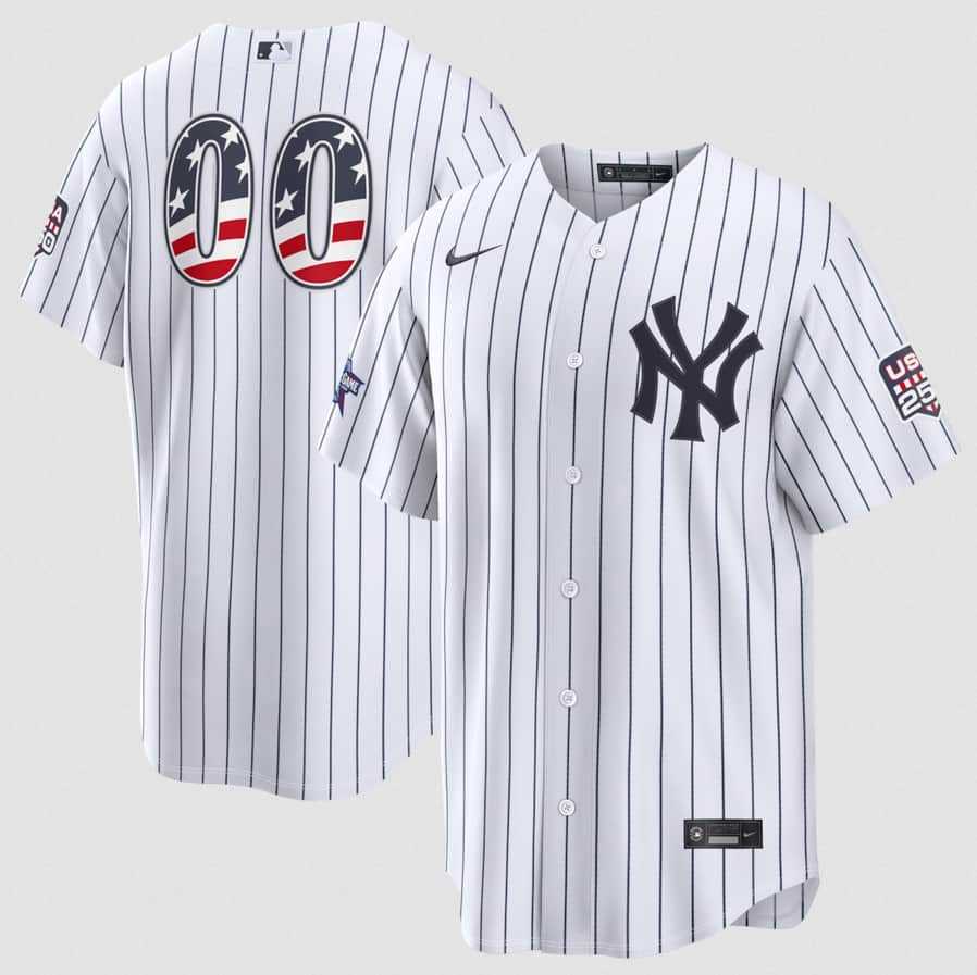 Mens New York Yankees ACTIVE PLAYER Custom White 2026 All-Star Edition Stars & Stripes & USA 250 Fourth of July Home Stadium Stitched Baseball Jersey