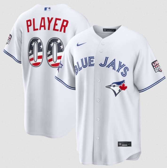 Mens Toronto Blue Jays Active Player Custom White 2026 All-Star Edition Stars & Stripes & USA 250 Fourth of July Home Stadium Stitched Baseball Jersey