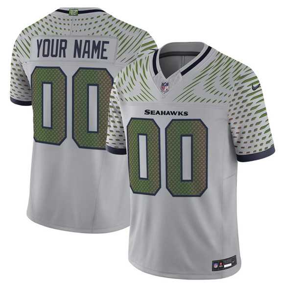 Mens Seattle Seahawks Active Player Custom Gray 2025 F.U.S.E. Rivalries Vapor Untouchable Limited Stitched Jersey