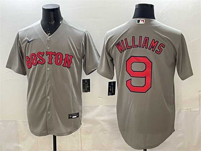 Mens Boston Red Sox #9 Ted Williams Grey Cool Base Stitched Jersey