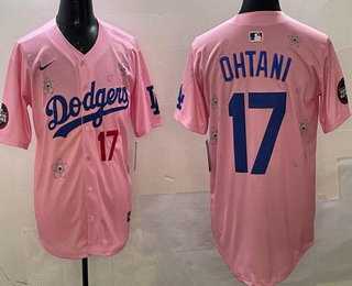 Mens Los Angeles Dodgers #17 Shohei Ohtani Pink 2025 Tokyo Series Limited Jersey