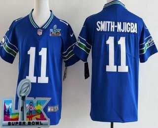 Youth Seattle Seahawks #11 Jaxon Smith-Njigba Limited Blue Super Bowl LX Patch Throwback Vapor Limited Stitched Jersey