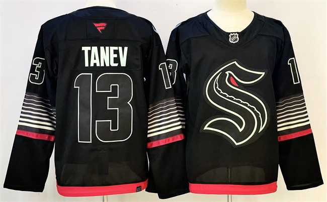 Mens Seattle Kraken #13 Brandon Tanev Black 2026 Alternate Stitched Hockey Jersey