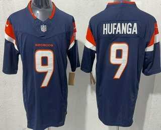 Mens Denver Broncos #9 Talanoa Hufanga Limited Navy FUSE Vapor Stitched Jersey