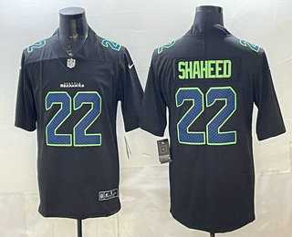 Mens Seattle Seahawks #22 Rashid Shaheed Limited Black Fashion Vapor Stitched Jersey->->