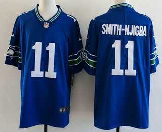 Mens Seattle Seahawks #11 Jaxon Smith Njigba Limited Blue Throwback Vapor Stitched Jersey->->