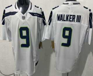Mens Seattle Seahawks #9 Kenneth Walker III Limited White FUSE Vapor Stitched Jersey