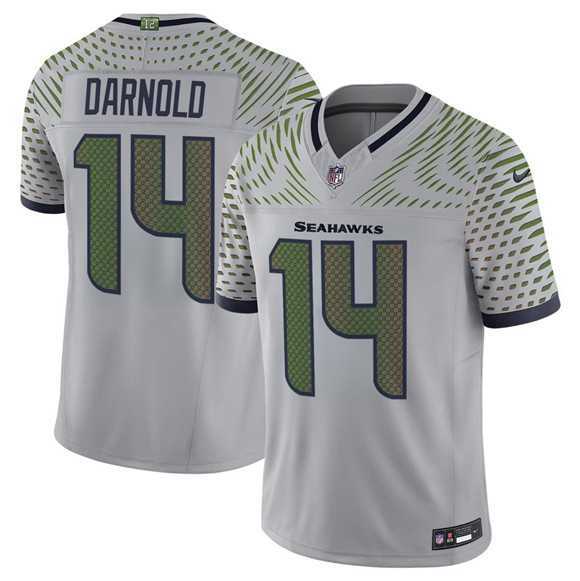 Mens Seattle Seahawks #14 Sam Darnold Gray 2025 F.U.S.E. Rivalries Vapor Untouchable Limited Stitched Jersey Dzhi