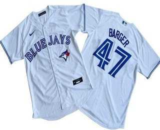 Mens Toronto Blue Jays #47 Addison Barger White Cool Base Jersey