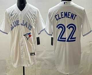 Mens Toronto Blue Jays #22 Ernie Clement White Cool Base Jersey
