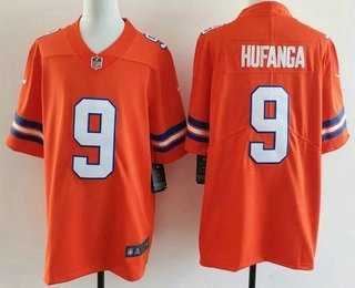 Mens Denver Broncos #9 Talanoa Hufanga Limited Orange Throwback Vapor Jersey