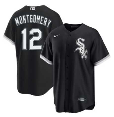 Mens Chicago White Sox #12 Colson Montgomery Black Cool Base Stitched Jersey Dzhi