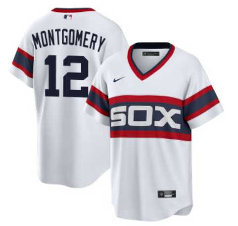 Mens Chicago White Sox #12 Colson Montgomery White Cool Base Stitched Jersey Dzhi