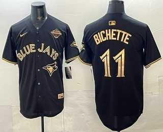 Mens Toronto Blue Jays #11 Bo Bichette Black Gold 2025 American League Champions Limited Stitched Jersey Dzhi