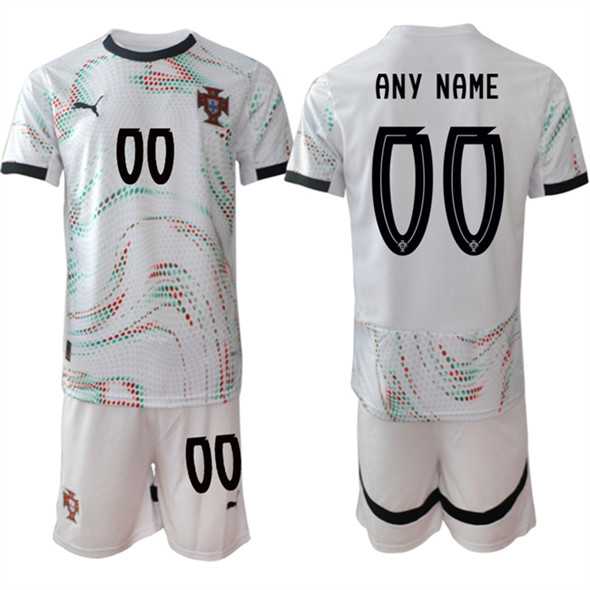 Mens Portugal Team Custom 2025 White Away Soccer Jersey Suit