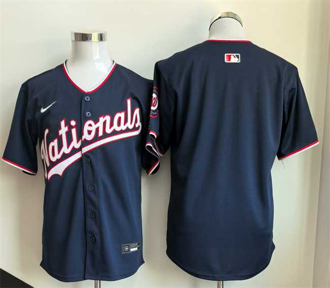 Mens Washington Nationals Blank Navy Stitched Jersey