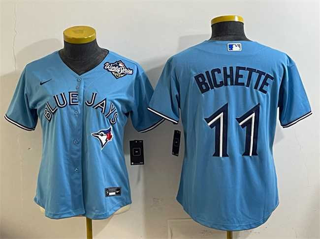 Womens Toronto Blue Jays #11 Bo Bichette Blue 2025 World Series Cool Base Stitched Jersey(Run Small)