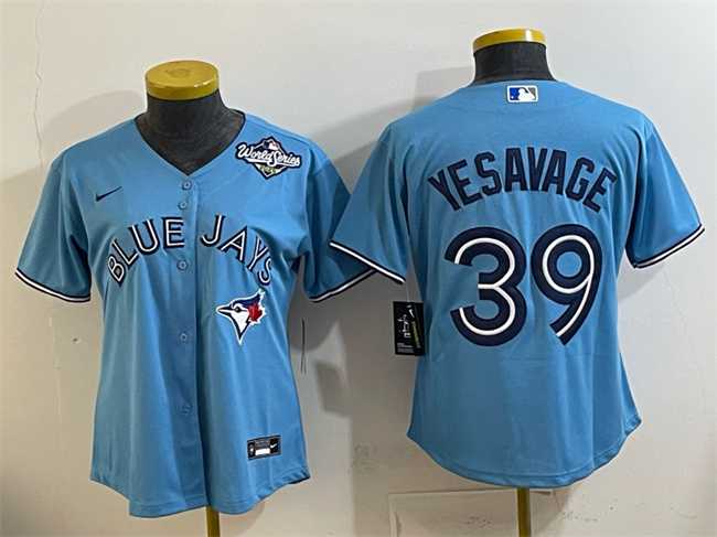 Womens Toronto Blue Jays #39 Trey Yesavage Blue 2025 World Series Cool Base Stitched Jersey(Run Small)