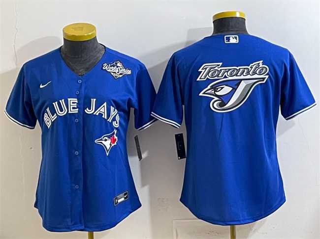 Womens Toronto Blue Jays Team Big Logo Royal 2025 World Series Cool Base Stitched Jersey(Run Small)