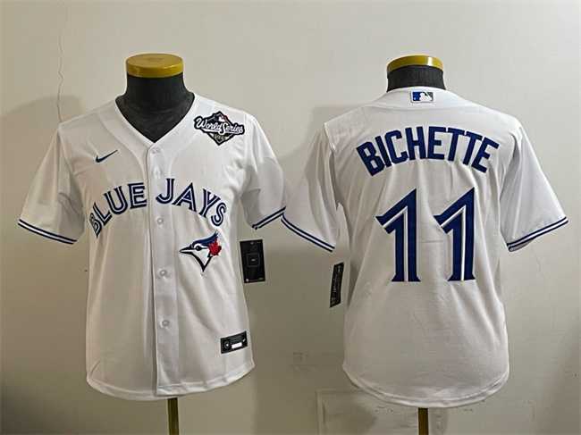 Youth Toronto Blue Jays #11 Bo Bichette White 2025 World Series Cool Base Stitched Jersey