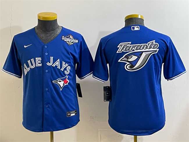 Youth Toronto Blue Jays Team Big Logo Royal 2025 World Series Cool Base Stitched Jersey