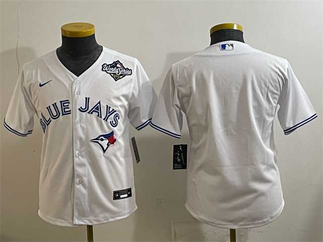 Youth Toronto Blue Jays Blank White 2025 World Series Cool Base Stitched Jersey