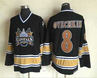Mens Washington Capitals #8 Alex Ovechkin 2000-01 Black CCM Vintage Throwback Jersey