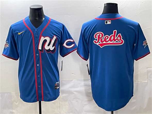 Mens National League Cincinnati Reds Team Big Logo Blue 2025 All-Star Edition Limited Stitched Baseball Jersey