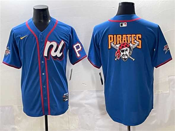 Mens National League Pittsburgh Pirates Team Big Logo Blue 2025 All-Star Edition Limited Stitched Baseball Jersey