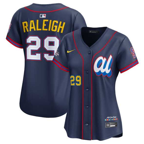Womens American League #29 Cal Raleigh Navy 2025 All-Star Edition Limited Stitched Baseball Jersey(Run Small)