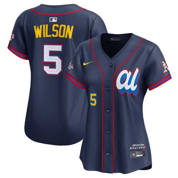 Womens American League #5 Jacob Wilson Navy 2025 All-Star Edition Limited Stitched Baseball Jersey(Run Small)