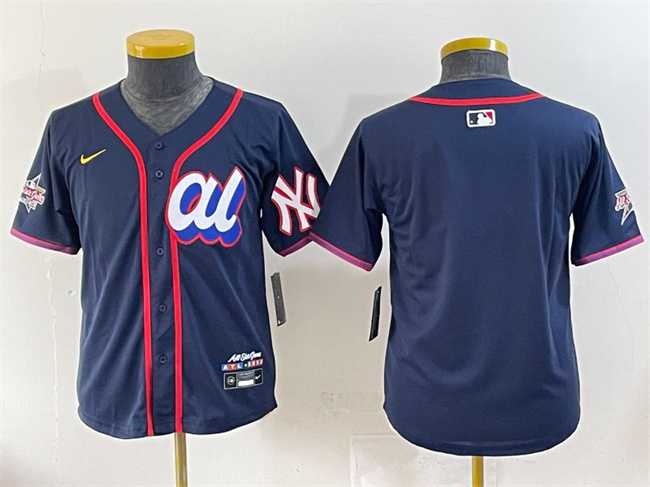 Womens American League New York Yankees Blank Navy 2025 All-Star Edition Limited Stitched Baseball Jersey(Run Small)