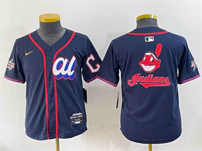Womens American League Cleveland Guardians Team Big Logo Navy 2025 All-Star Edition Limited Stitched Baseball Jersey(Run Small)