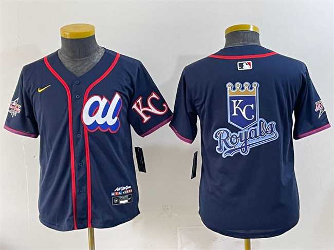 Womens American League Kansas City Royals Team Big Logo Navy 2025 All-Star Edition Limited Stitched Baseball Jersey(Run Small)