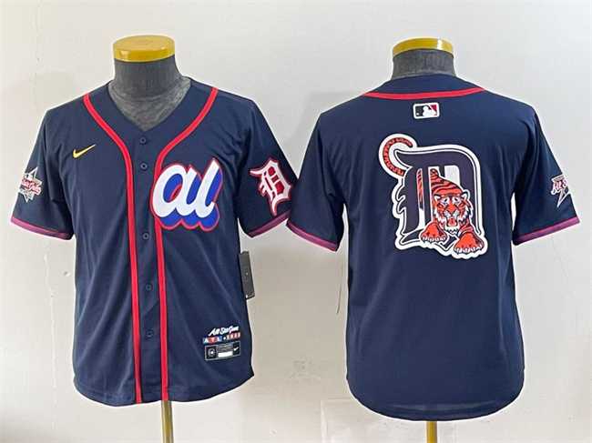 Womens American League Detroit Tigers Team Big Logo Navy 2025 All-Star Edition Limited Stitched Baseball Jersey(Run Small)