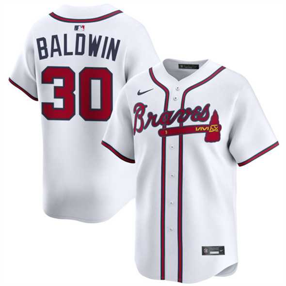 Mens Atlanta Braves #30 Drake Baldwin White 2025 Home Limited Stitched Baseball Jersey Dzhi