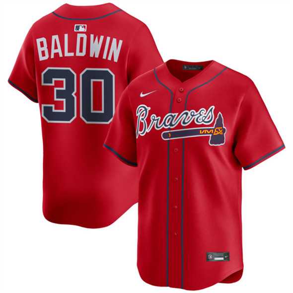 Mens Atlanta Braves #30 Drake Baldwin Red 2025 Alternate Limited Stitched Baseball Jersey Dzhi