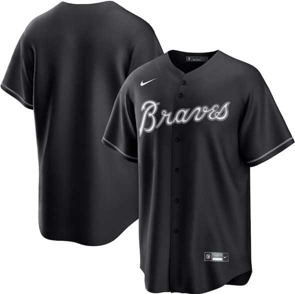 Mens Atlanta Braves Blank Black Lights Out Limited Stitched Baseball Jersey Dzhi
