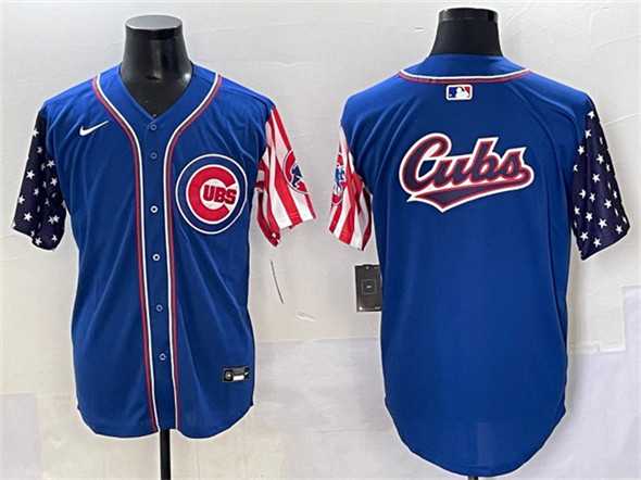 Mens Chicago Cubs Team Big Logo Royal 2025 Independence Day Vapor Premier Limited Stitched Baseball Jersey