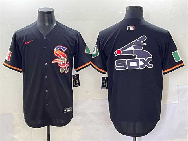 Mens Chicago White Sox Team Big Logo Black Mexico Limited Stitched Jersey