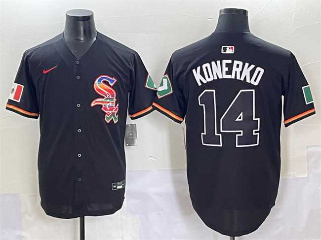 Mens Chicago White Sox #14 Paul Konerko Black Mexico Limited Stitched Jersey