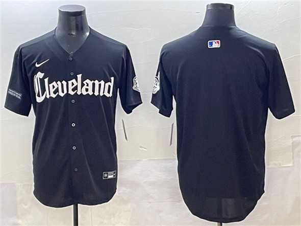 Mens Cleveland Guardians Blank Black Gothic Vapor Premier Limited Stitched Baseball Jersey