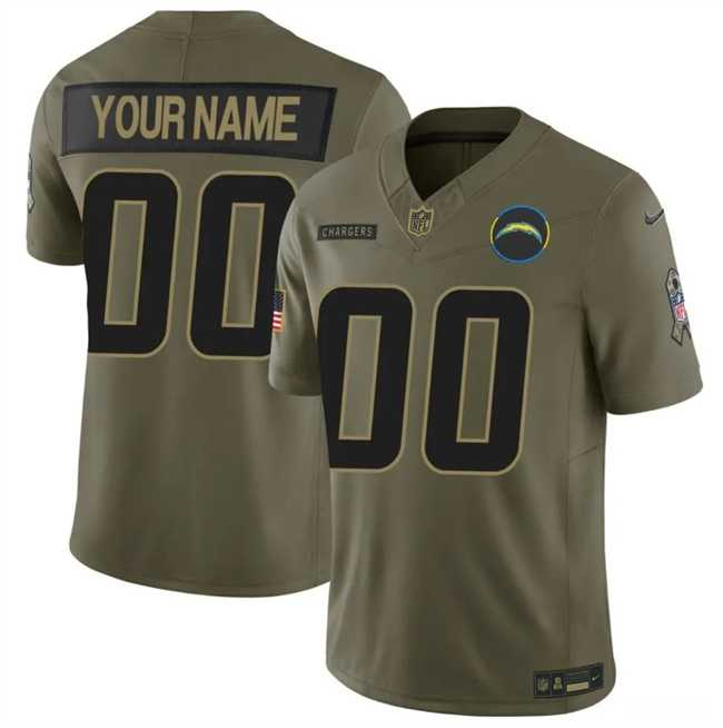 Mens Los Angeles Chargers Active Player Custom Olive 2025 F.U.S.E. Salute to Service Limited Stitched Football Jersey