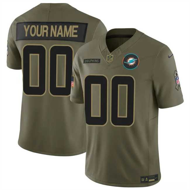 Mens Miami Dolphins Active Player Custom Olive 2025 F.U.S.E. Salute to Service Limited Stitched Football Jersey